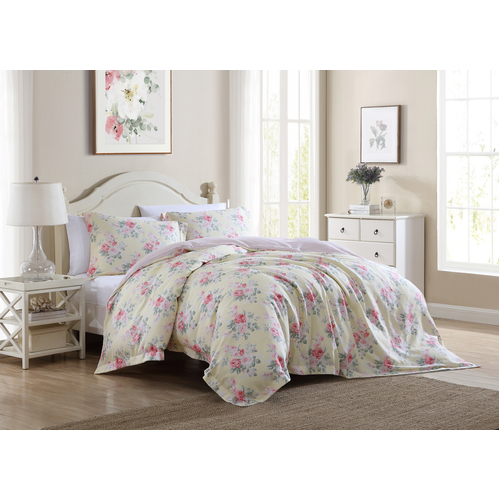 Laura Ashley Super King Melany Quilt Cover Set Yellow