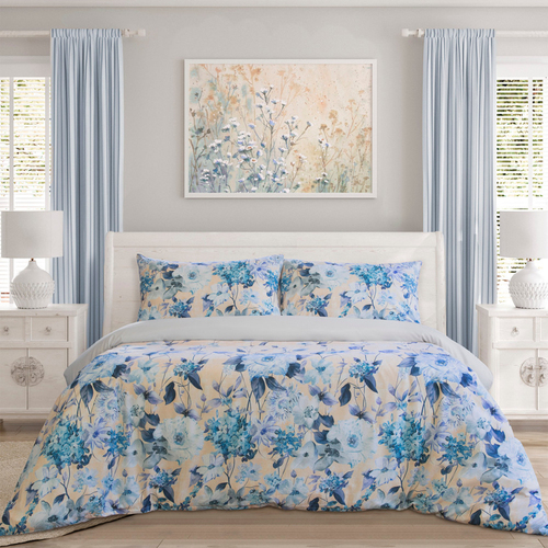Ardor Boudoir Peach Blossom Queen Bed Quilt Cover Set Printed Microfibre