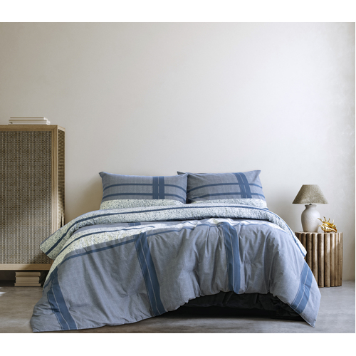Ardor Boudoir Mateo Queen Bed Quilt Cover Bedding Set - Navy
