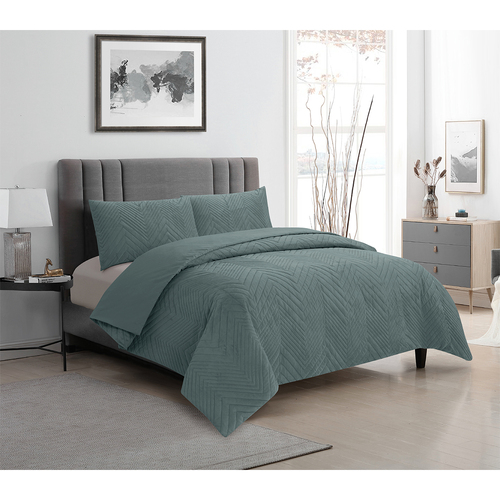 Ardor Boudior Queen Bed Hana Embossed Velvet Quilt Cover Set Stormy Sea