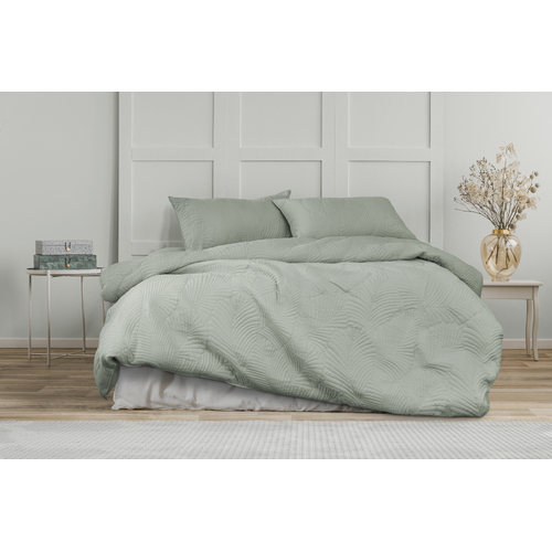 Ardor Boudoir Queen Bed Quilt Cover Set Molly Palm Quilted Green