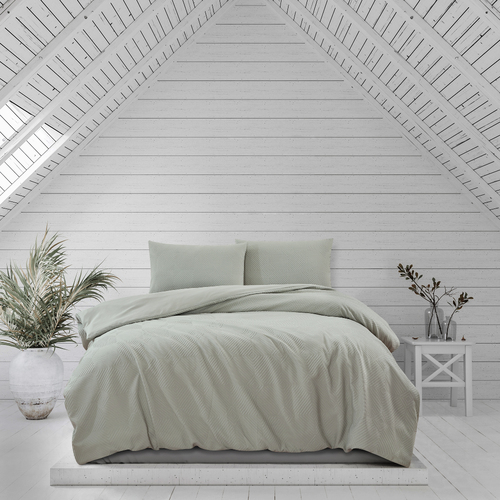 Ardor Boudoir Double Bed Quilt Cover Set Preston Embossed Pale Green
