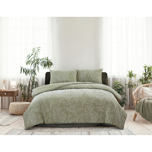 Ardor Boudoir King Bed Kiah Clipped Tufted Jacquard Quilt Cover Set Pale Olive