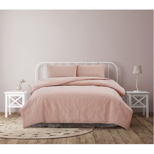 Ardor Boudoir King Bed Quilt Cover Set Lottie Pinsonic Embossed Blush