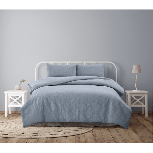 Ardor Boudoir King Bed Quilt Cover Set Lottie Pinsonic Embossed Bluebell