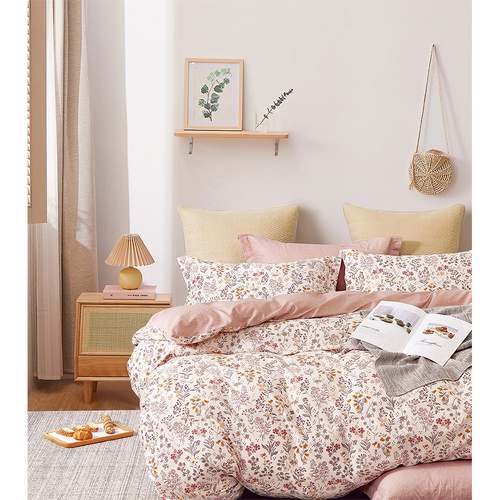 Ardor Double Size Margot Cotton Quilt Cover Bedding Set Soft Pink