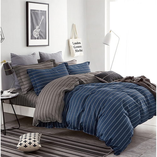 Ardor Double Size Oliver Cotton Quilt Cover Bedding Set Midnight