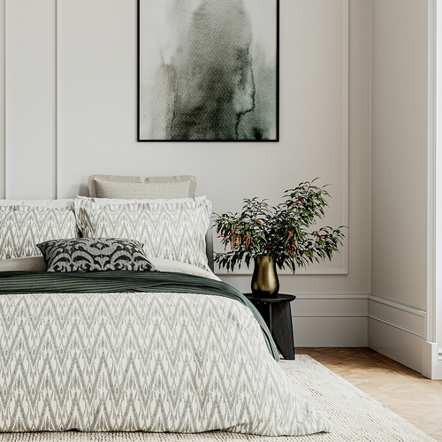 Bedeck Nadir Size Queen Bed Cover Set With Pillowcases Green/Charcoal