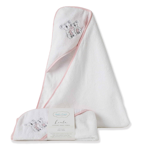 Jiggle & Giggle Baby Kayla Koala Cotton 70x70cm Hooded Towel - Pink