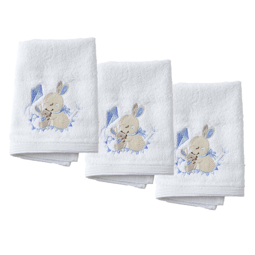 3PK Jiggle & Giggle Blue Bunny Baby/Infant Face Washer 32x32cm 0y+