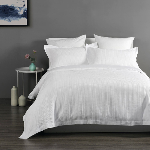 Onkaparinga Queen Bed Cotton Quilt Cover Set w/Pillowcases White