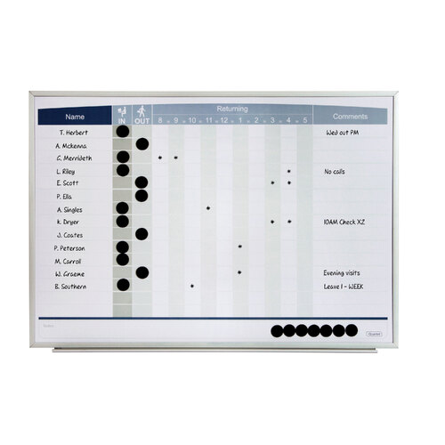 Quartet Magnetic 58x41cm In/Out Matrix White Board