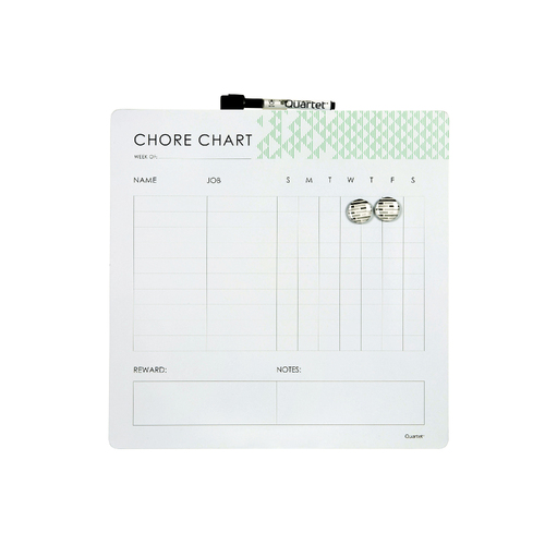 Quartet Magnetic Frameless 35cm Weekly Chore Chart SRT Board - Green