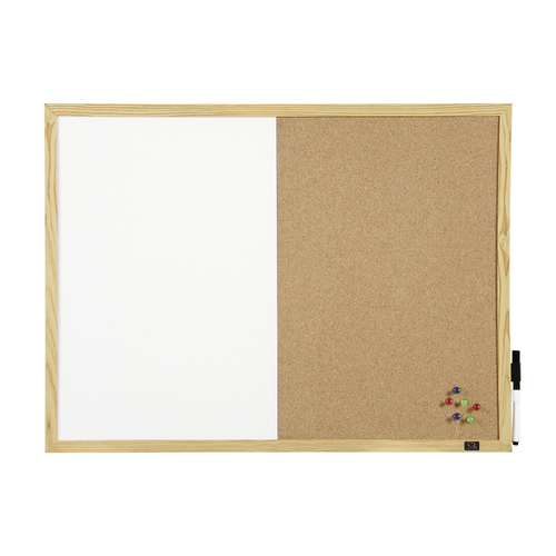 Quartet Pine 90x60cm Combo Corkboard/Non-Magnetic Board w/ Natural Frame