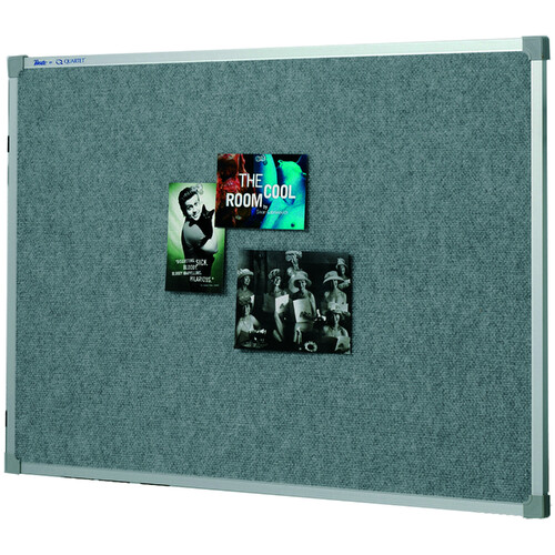 Quartet Penrite 90x60cm Fabric Pinboard w/ Aluminium Frame - Silver