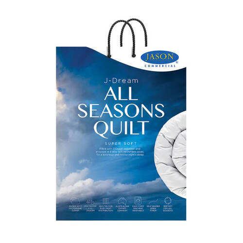 Jason Commercial Queen J-Dream Quilts All Seasons 210x210cm - White