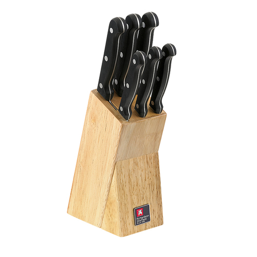 6pc Richardson Sheffield Cucina Kitchen Knife Set w/ Block - Black