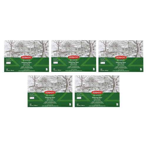 Derwent Academy Art Craft Sketch Paper Pad A5 Landscape 30 Sheet 5PK