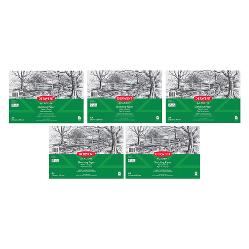 Derwent Academy Art Craft Sketch Paper Pad A4 Landscape 30 Sheet 5PK