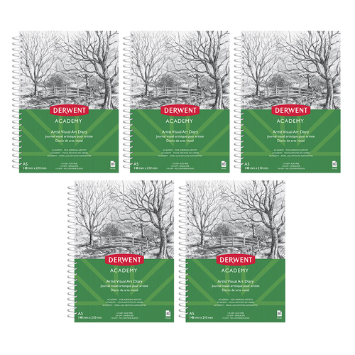 Derwent Academy Art Craft Visual Diary A5 Portrait Orientation 80pg 5PK