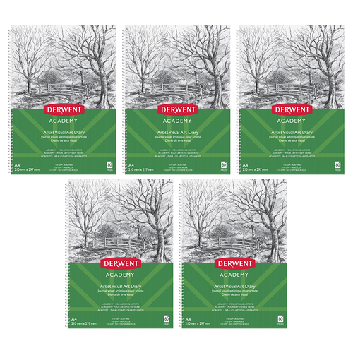 Derwent Academy Art Craft Visual Diary A4 Portrait Orientation 80pg 5PK