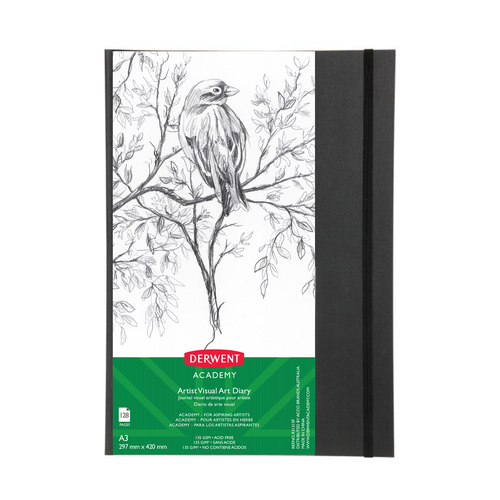 Derwent Academy Art Craft A3 Visual Art Diary Hardcover Portrait 120pg