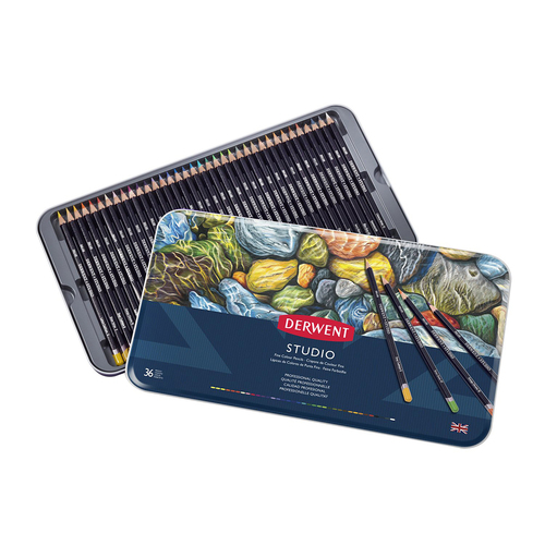 Derwent Studio Drawing Fine Colouring Pencil Tin Case 36PK