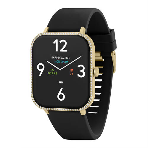 Reflex Active Series 23 Smart Watch with Gold Stone Case and Black Straps
