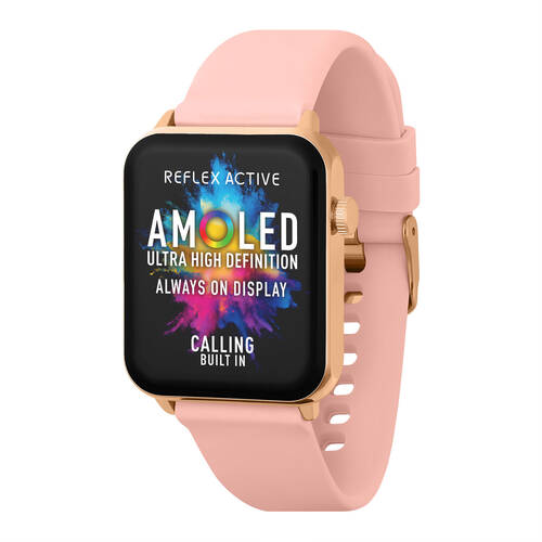 Reflex Active Series 30 Amoled Smart Watch with Rose Case and Pink Straps