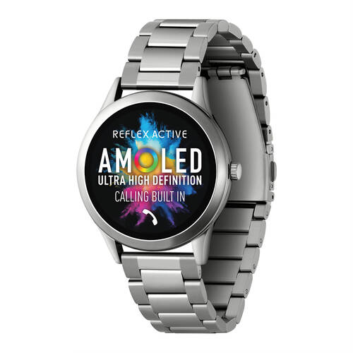 Reflex Active Series 31 Amoled Smart Watch with Silver Steel Link Bracelet 