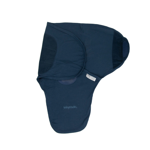 Baby Studio Swaddle Wrap Bamboo 0.5 Tog Navy Large Size Large