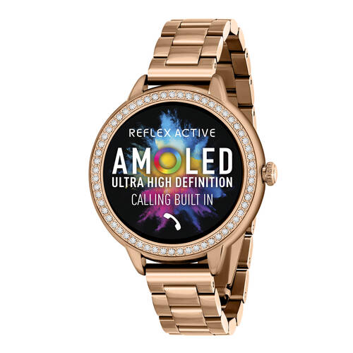 Reflex Active Series 41 Amoled Smart Watch with Rose Gold Link Bracelet