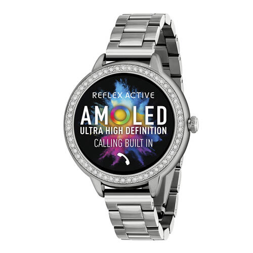 Reflex Active Series 41 Amoled Smart Watch with Silver Steel Link Bracelet
