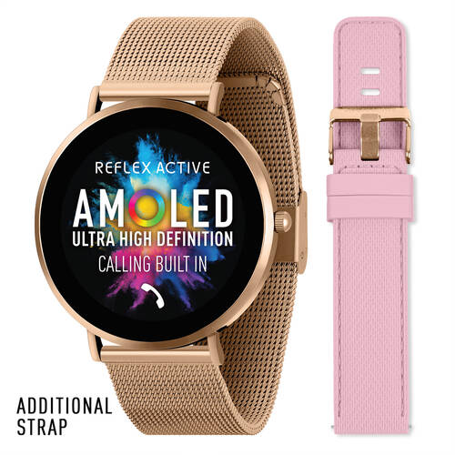 Reflex Active SERIES 42 Amoled Ultra Slim Smart Watch RG Mesh & Pink Straps