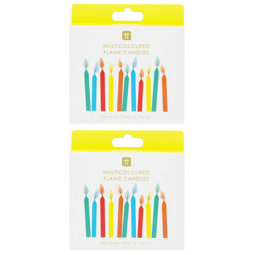 2x 12pc Talking Tables Candles w/ Coloured Flames Party Decoration Rainbow