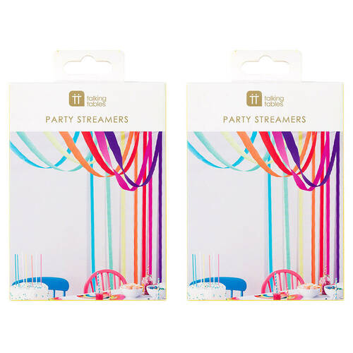 2x 7pc Talking Tables Paper Streamers Banner Party Decoration Rainbow
