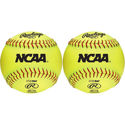 2PK Rawlings 11" NCAA Soft Poly-Core Recreational Fastpitch Softball Yellow