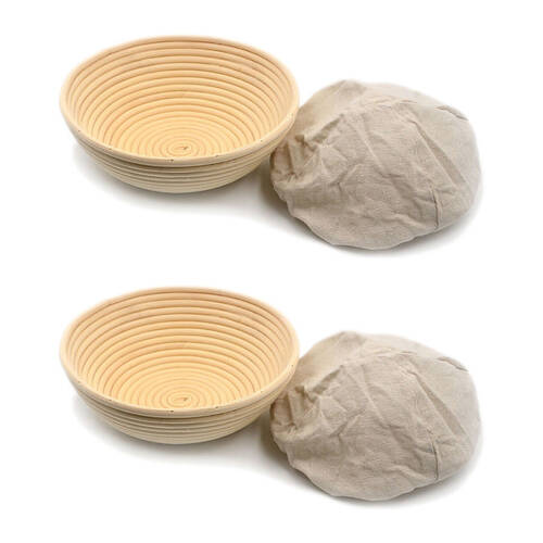 2PK Brunswick Bakers Round Rattan 20cm Bread Banneton w/ Lining