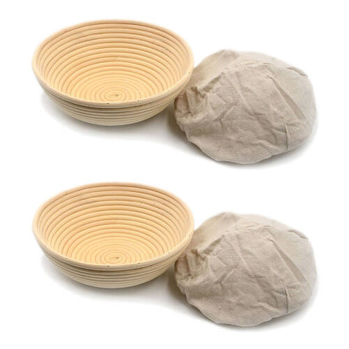 2PK Brunswick Bakers Round Rattan 23cm Bread Banneton w/ Lining