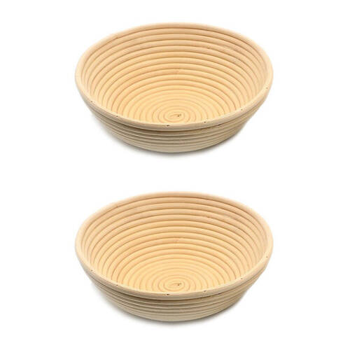 2PK Brunswick Bakers Round Rattan 25cm Bread Banneton Basket