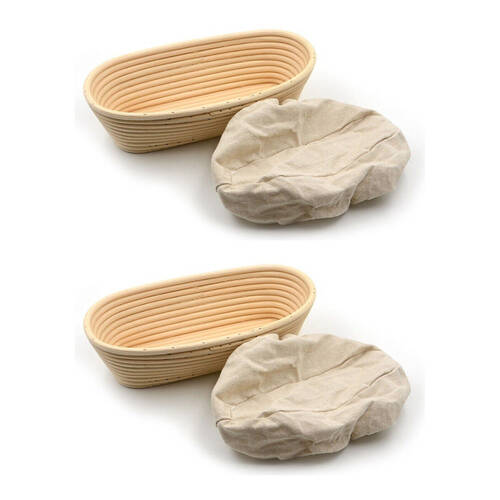2PK Brunswick Bakers Oval Rattan 25cm Bread Banneton w/ Lining