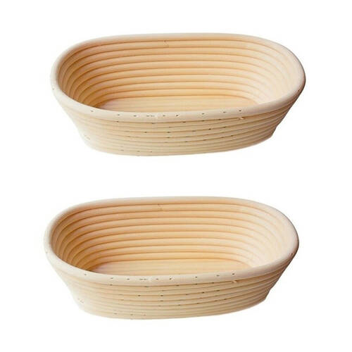 2PK Brunswick Bakers Oval Rattan 25cm Bread Banneton Basket