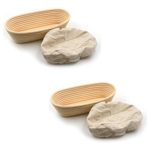 2PK Brunswick Bakers Oval Rattan 35cm Bread Banneton w/ Lining