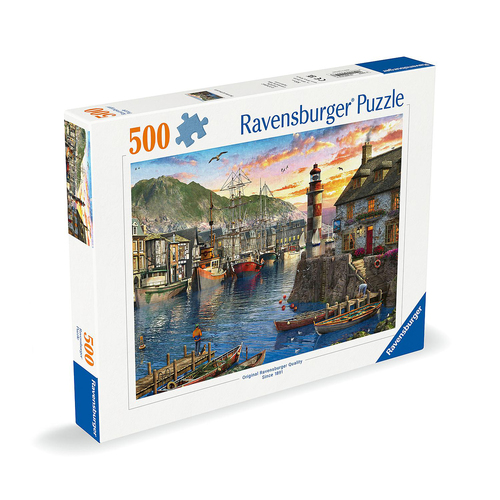 500pc Ravensburger Sunrise At The Port Family Jigsaw Puzzle 49x36cm
