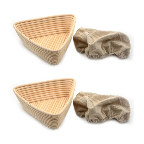 2PK Brunswick Bakers Triangle Rattan 23cm Bread Banneton w/ Lining