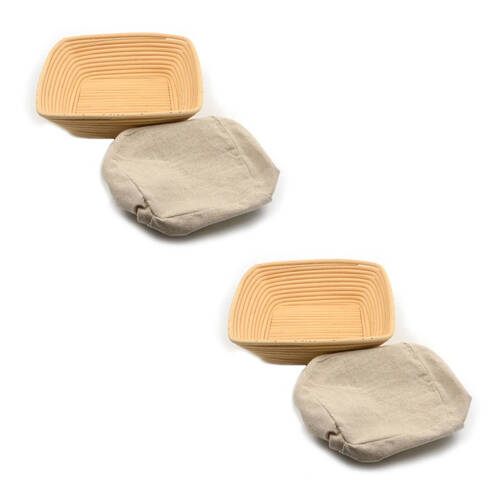 2PK Brunswick Bakers Square Rattan 20cm Bread Banneton w/ Lining
