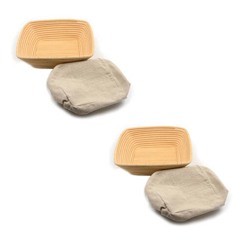 2PK Brunswick Bakers Square Rattan 25cm Bread Banneton w/ Lining