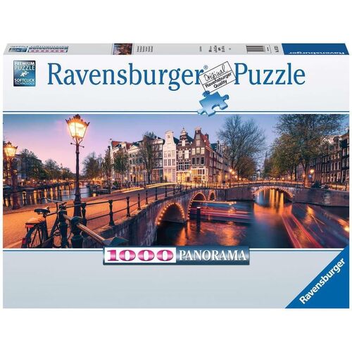 1000pc Ravensburger Evening In Amsterdam Family Jigsaw Puzzle 70x50cm