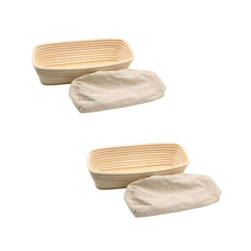 2PK Brunswick Bakers Rectangle Rattan 26cm Bread Banneton w/ Lining
