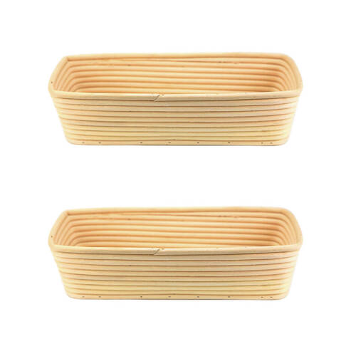 2PK Brunswick Bakers Rectangle Rattan 26cm Bread Banneton Basket